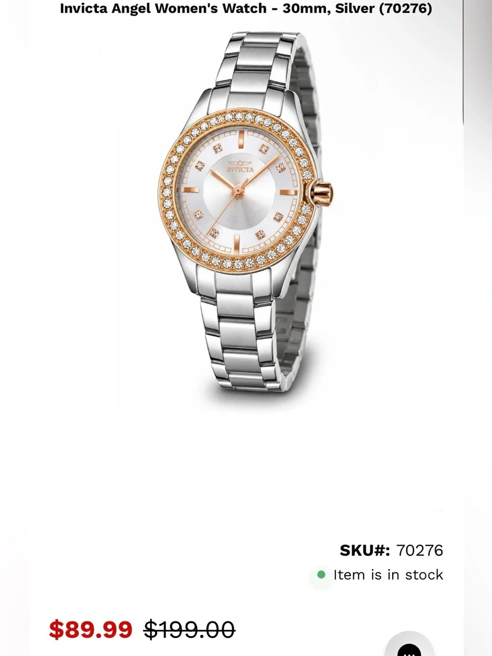 Invicta Angel Women's Watch - 30mm, Silver (70276)